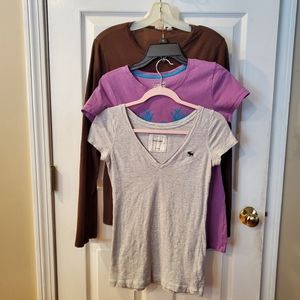 UA Abercrombie American Eagle T-shirt lot 3 womens tees short/long sleeved